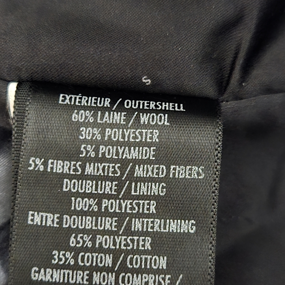 SOIA & KYO Black/ Grey Wool Coat With Oversized Collar And Inner Zip. Size XXS - Picture 13 of 16
